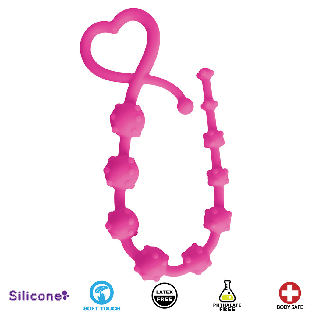 Hearts N Studs Silicone Anal Beads - Pink