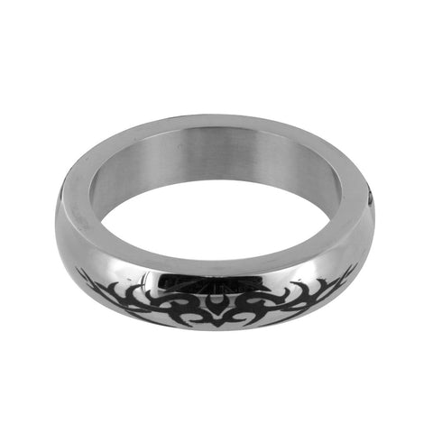 Stainless Steel Cock Ring With Tribal Design- Small