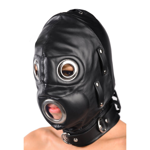 Total Lockdown Leather Hood - Mediumlarge