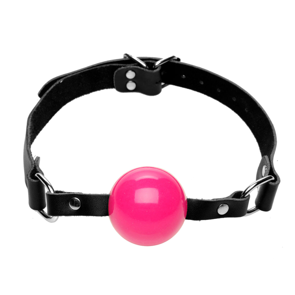 Pink Silicone Ball Gag With Leather Straps