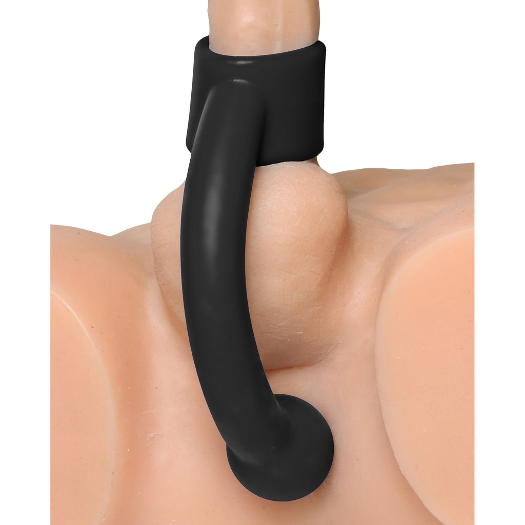 Silicone Shaft Ring With Flexible Beaded Anal Arm