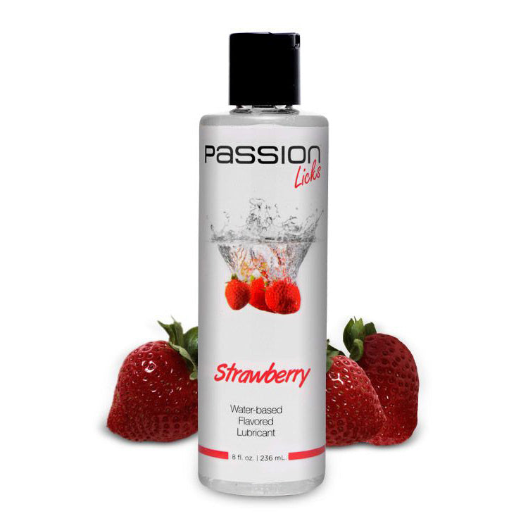 Passion Licks Strawberry Water Based Flavored Lubricant - 8 Oz