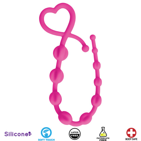 Hearts N Spurs Silicone Anal Beads- Pink