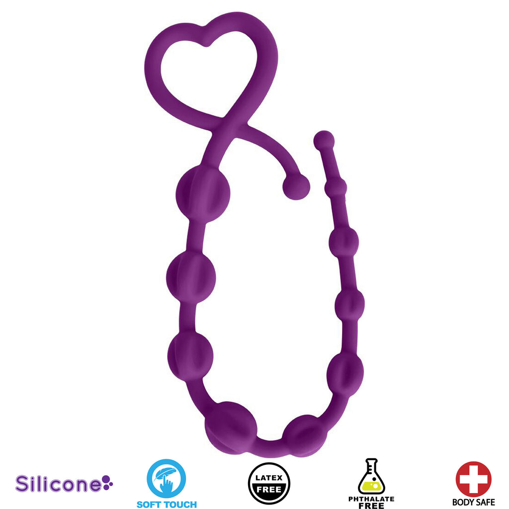 Hearts N Spurs Silicone Anal Beads- Purple