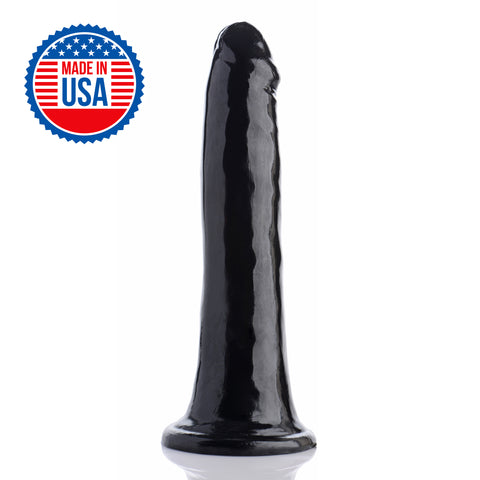 8 Inch Slim Dildo- Black