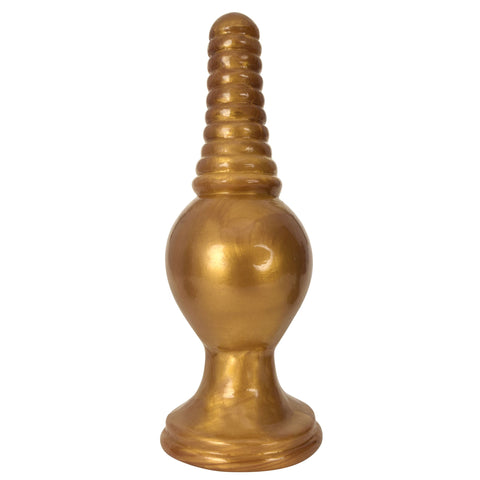 The King Ribbed Tip Anal Plug – Gold