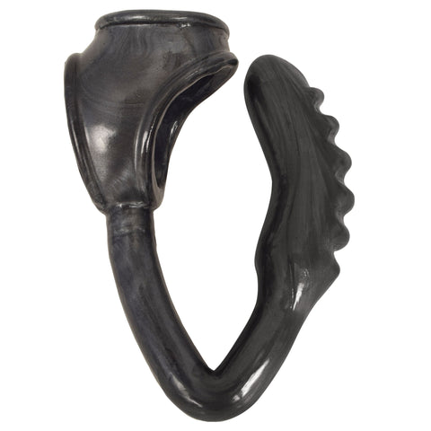 The Duke Cock And Ball Ring With Anal Plug -black