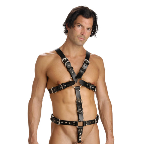 Strict Leather Body Harness With Cock Ring - X-large