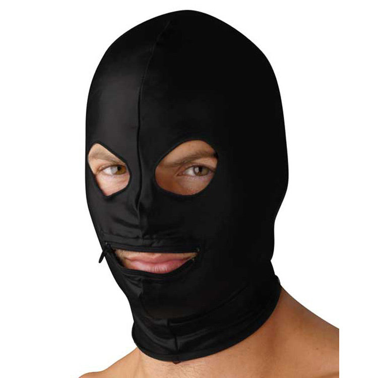 Spandex Zipper Mouth Hood With Eye Holes